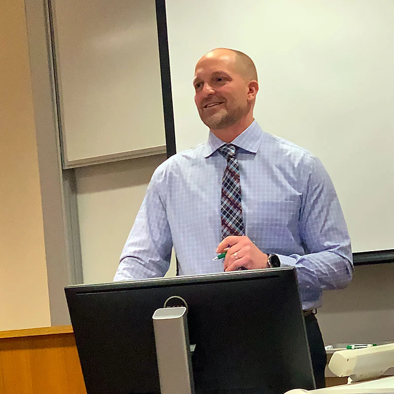 William giving speech