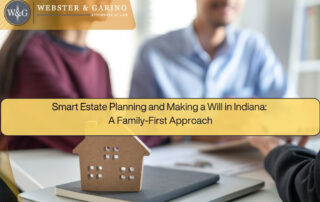 Webster & Garino estate planning meeting in Indiana with family-focused guidance on wills and planning.