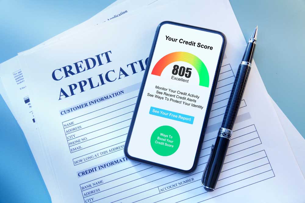 navigating-divorce-in-Indiana-7 Credit score check with loan forms at Webster Legal, Indiana financial planning for divorce