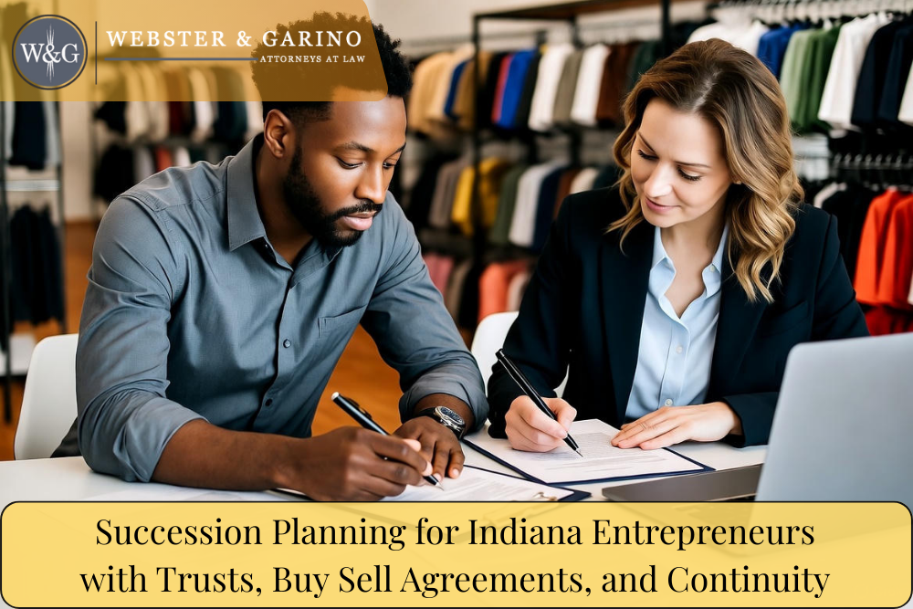 Webster & Garino attorneys guide Indiana entrepreneurs through succession planning, trusts, and buy-sell agreements.