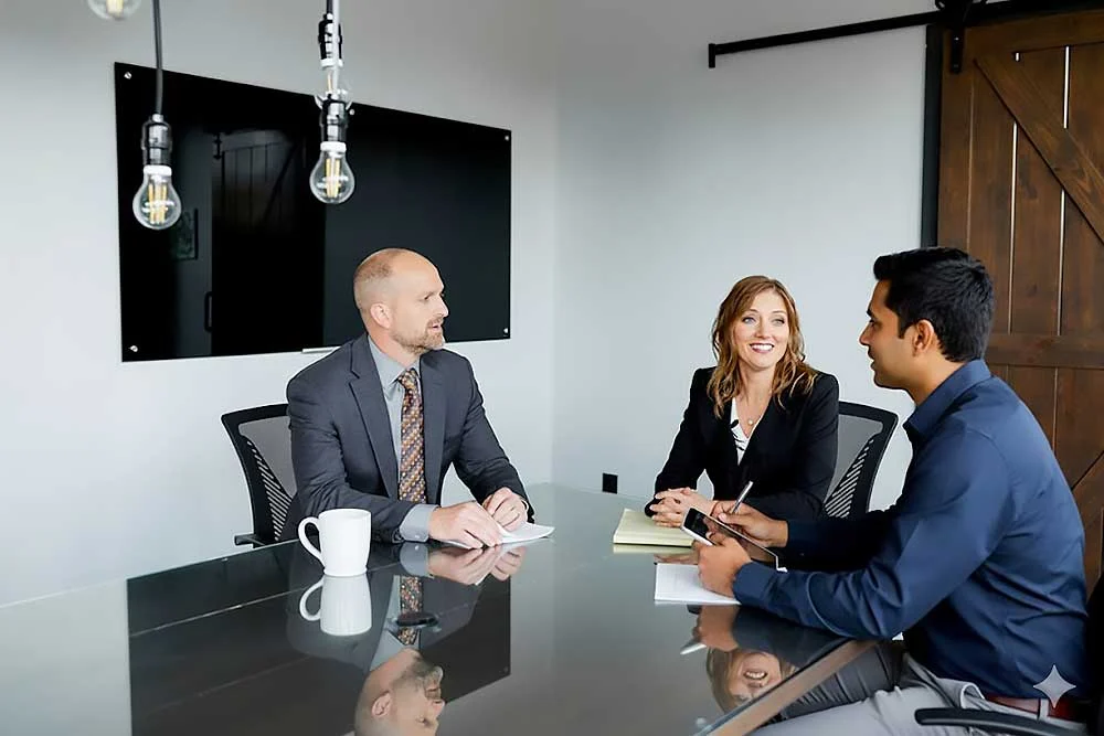 new-family-law-main Indiana post-divorce attorney meeting with a client at Webster and Garino