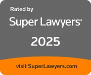 Super Lawyers 2025 badge for a trusted Indiana law firm, featuring a gray and orange design.| Webster & Garino, LLC | Indiana Law Firm serving Hamilton County