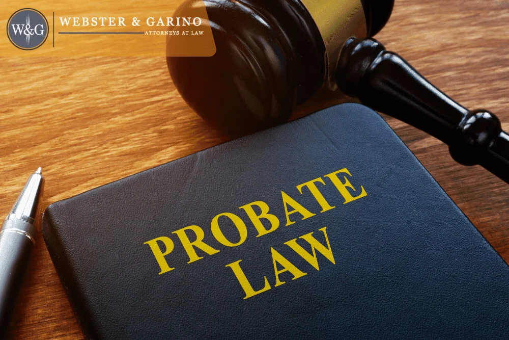 Probate law book and gavel representing Indiana creditor claim deadlines and disputes handled by Webster & Garino