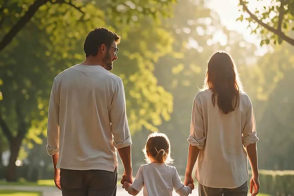 family-law-home-new A family walks hand in hand through a sunlit park, symbolizing compassionate legal guidance from an Indiana law firm.| Webster & Garino, LLC | Indiana Law Firm serving Hamilton County